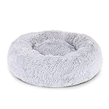 lionto Hundebett rund Hundekissen Hundesofa Katzenbett Donut, (S) 40 cm Ø hellgrau