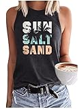 Damen Strand Herzschlag Kokosnussbaum Racerback Tank Tops Sommer Casual Fit Basic Camis...