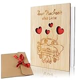 COLOFALLA Hochzeitskarte Holz mit Umschlag Karte zur Hochzeit Glückswunsch...