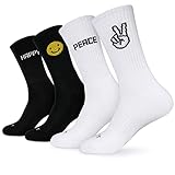 MONFOOT 4-8 Paar sportliche gepolsterte Laufsocken für Damen und Herren, [Solid] Happy (4...