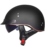 Sebasty Halbschalenhelm mit ECE Motorradhelm Herren Damen Brain Cap Retro...