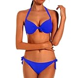 EONAR Damen Bademode Nackenträger Push up Bikinioberteil mit Underwire...