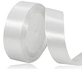 Satinband Weiss 25mm, 22 Meters Weiß Dekoration Geschenkband breit...