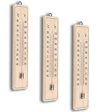 CAIHINIER Holzthermometer Thermometer Gartenthermometer Analog aus Holz für Innen und...