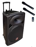 E-Lektron EL38-M Mobile PA Sound Anlage Akku-MP3-USB-SD inkl. Funkmikrofone 900W...