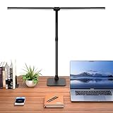 Kaulsoue Doppelkopf Schreibtischlampe LED dimmbar, Schreibtischlampen mit Sockel,24W 80cm...