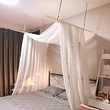 Comtelek Himmelbett Vorhänge mit 2pcs Himmelbett Stange, Organza Stoff Hochzeit Vorhang...