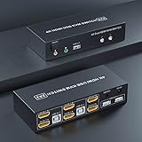 Dual Monitor KVM Switch HDMI 2 Port, 4K@60Hz KVM Switch 2 Monitore 2 Computer...