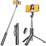 Blukar Bluetooth Selfie Stick Stativ, 4 in 1 Erweiterbar Selfiestick -Stange Stab mit...