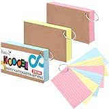 Koogel 270 Stück Linierte Karteikarten 12,5 x 7,5cm, Karteikarten mit Ring für...