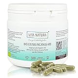 VITA NATURA Bio Cistus Incanus Kapseln - 600 mg - aus Griechenland - 300 Vegi-Kapseln -...