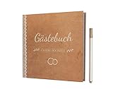 BridesDay Hochzeit Gästebuch - Gästebuch Hochzeit mit Gratis Stift - Langlebiges...