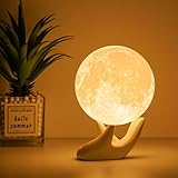 Balkwan Mondlampe, Mond Lampe 3D Druck Mond Lampe Dimmbar USB Lade Touch Lampe...