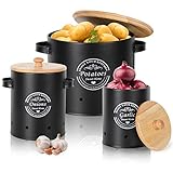 Cinnani Kartoffel Aufbewahrungsbox 3er Set, Kartoffeltopf, Zwiebeltopf, Knoblauchtopf,...