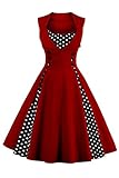 Axoe Damen 50er Jahre Cocktailkleid Rockabilly Elegantes Faltenrock Festliches...