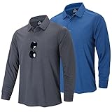 ZENGVEE 2er Pack Poloshirt Herren Langarm Golf Tshirts Atmungsaktive Poloshirts...