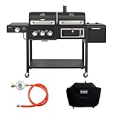 TAINO HERO DUO Set Gasgrill Holzkohlegrill Kombigrill Abdeckhaube Gasregler Smoker...