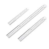 Siumir Metall Linea 3-teiliges Set, 15/20/ 30cm Lineal Stahl, Doppelseitenskala...