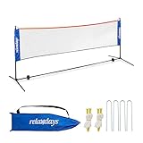 Relaxdays Badminton Netz, höhenverstellbar bis 225 cm, Tennisnetz mit Ständer,...