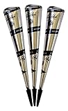 3x JPR Golecha Originale Natürliche Kegel Cones für Temporäre Mehndi Tattoos (Schwarz)...