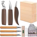 Schnitzmesser Set, 20 in 1 Holz Schnitzwerkzeug mit 6*Messer Schnitzen Stechbeitel,...