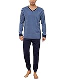 Bresdk Schlafanzug Herren Lang Winter Warm Pyjama Set Männer Hellblau M197 L