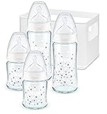 NUK First Choice+ Babyflaschen Starter Set aus Glas und Silikon | 0–6 Monate |...