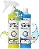 CPAP Maske Reinigungsspray Set 500ml - Konzentrat 500ml Silikon-Reiniger...