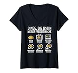 Damen Dinge die ich in meiner Freizeit mache Risotto Reis T-Shirt mit V-Ausschnitt