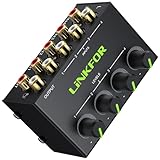 LiNKFOR Audio Mixer Stereo Passiver Mischer 4 Kanal Stereo Audiomischer mit 4 Eingänge...