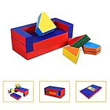 COSTWAY 4 in 1 Kindersofa & Kindertisch & Bett & Puzzle Matraze aus 8...