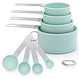 Messlöffel set 8-teiliges Set mit Edelstahlgriffen, mit 4 Measuring Cups und 4 Löffel，...