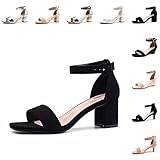 Sandaletten Damen mit Absatz Blockabsatz Absatzschuhe Riemchensandalen...