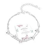 XOEMEL Armband Silber für Damen Schmetterlinge Armband Silber 925 Damen Layered...