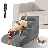 Zvonema ZNM Haustiertreppe 4 Stufen, Hundetreppe aus Schaumstoff für Couch...