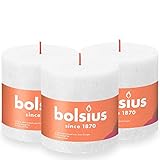 Bolsius Rustik Stumpenkerze XXL - Weiß - 3 Stück - 10 x 10 cm- Dekorative...