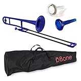 pBone PBONE1-BL Kunststoff Posaune blau mit Tasche und Mundstück