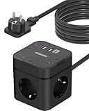 6 in 1 Steckdosenwürfel mit USB C, 3 Fach Cube Steckdose Steckerleiste Flachstecker mit...