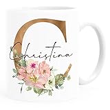 SpecialMe® Kaffee-Tasse mit Namen personalisiert Anfangsbuchstabe Initiale Monogram...