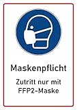 BilderKing FFP2 Maskenpflicht Hinweis-Schild in A5 als wiederablösbarer...