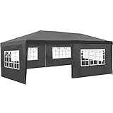 tectake Pavillon 3x6m, Gartenzelt mit 5 abnehmbaren Seitenteilen mit Fenstern,...