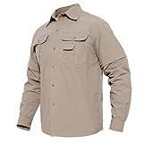 MAGCOMSEN Herren Langarmhemd Us Army Hemd Shirt Leicht Outdoor Wanderhemd Herren...