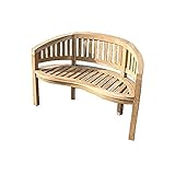 Ambientehome Teak Bananenbank 2-sitzer Teakbank Gartenbank Sitzbank 120 cm, 88.5 x 34.5 x...