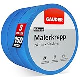 GAUDER Malerkrepp (24 mm x 50 m) | 3x Kreppband für Malerarbeiten und Renovierungen |...