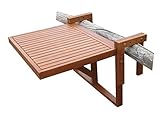 Spetebo Eukalyptus Balkontisch - 60x45 cm - Holz Klapptisch Balkon Hängetisch...