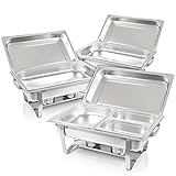 Mahlzeit Chafing Dish Profi Set Montpellier, 3X Edelstahl Warmhaltebehälter,...