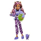 MONSTER HIGH Puppe und Sleepover Zubehör, Clawdeen Wolf Puppe mit Pet Cat...