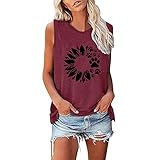 MKIUHNJ Damen Oberteil Sexy Frauen Sunflower Dog Print Tanktops Sommer Lässige Ärmellose...