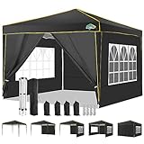 COBIZI Pavillon 3x3 Wasserdicht Stabil Winterfest Partyzelt, Faltpavillon 3x3 mit 4...