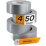 Hinrichs 4 Rollen Panzertape Silber – 50m x 50mm Starkes Gewebeband Silber -...